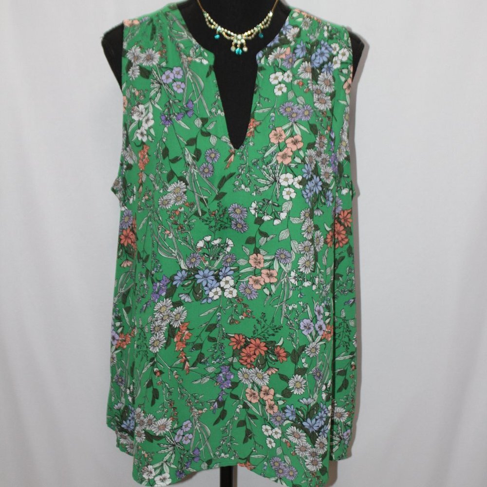 Dalia Green Floral Sleeveless Top